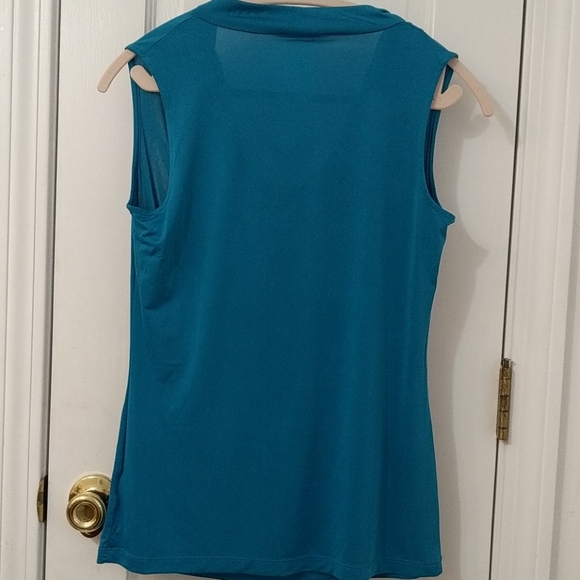 Teal Blue Cowl neck Blouse - Picture 4 of 4